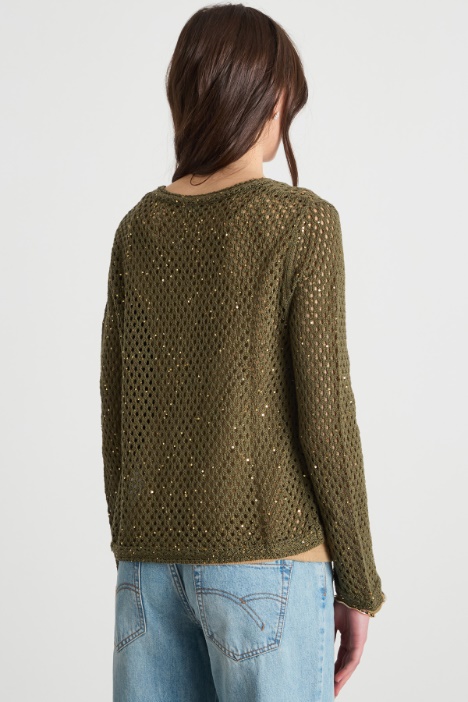 Cardigan a rete con paillettes