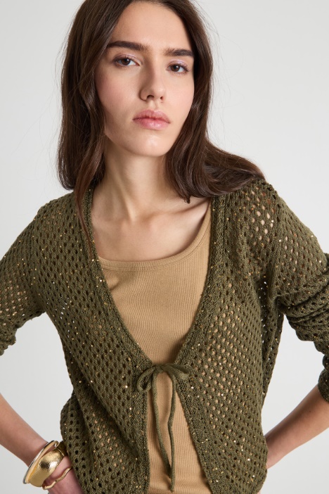 Cardigan a rete con paillettes