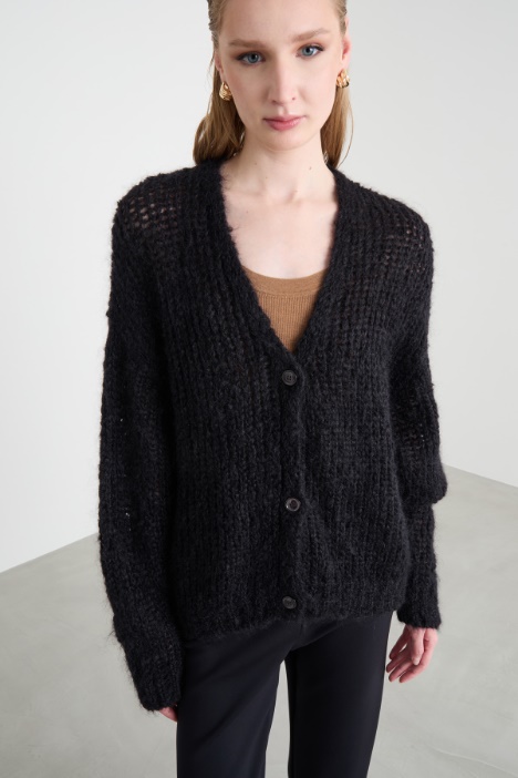 Cardigan in filato di mohair