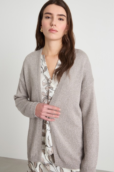 Cardigan aperto a spalla scesa