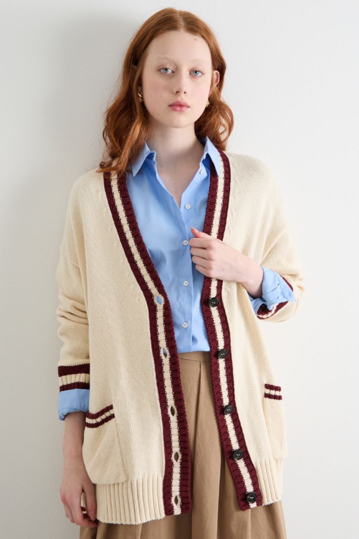 Contrast-trim cardigan Intrend - 2