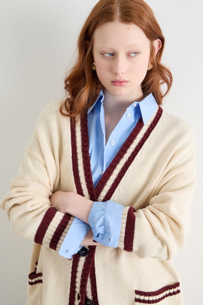 Contrast-trim cardigan Intrend - 3
