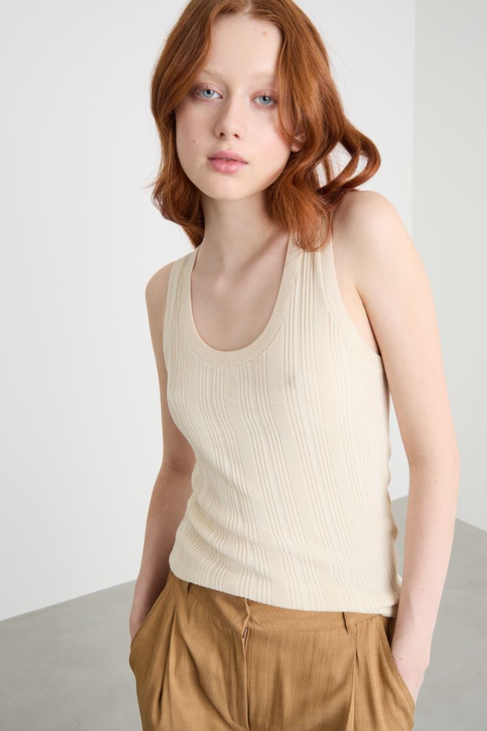 Ribbed viscose-blend vest top Intrend - 3