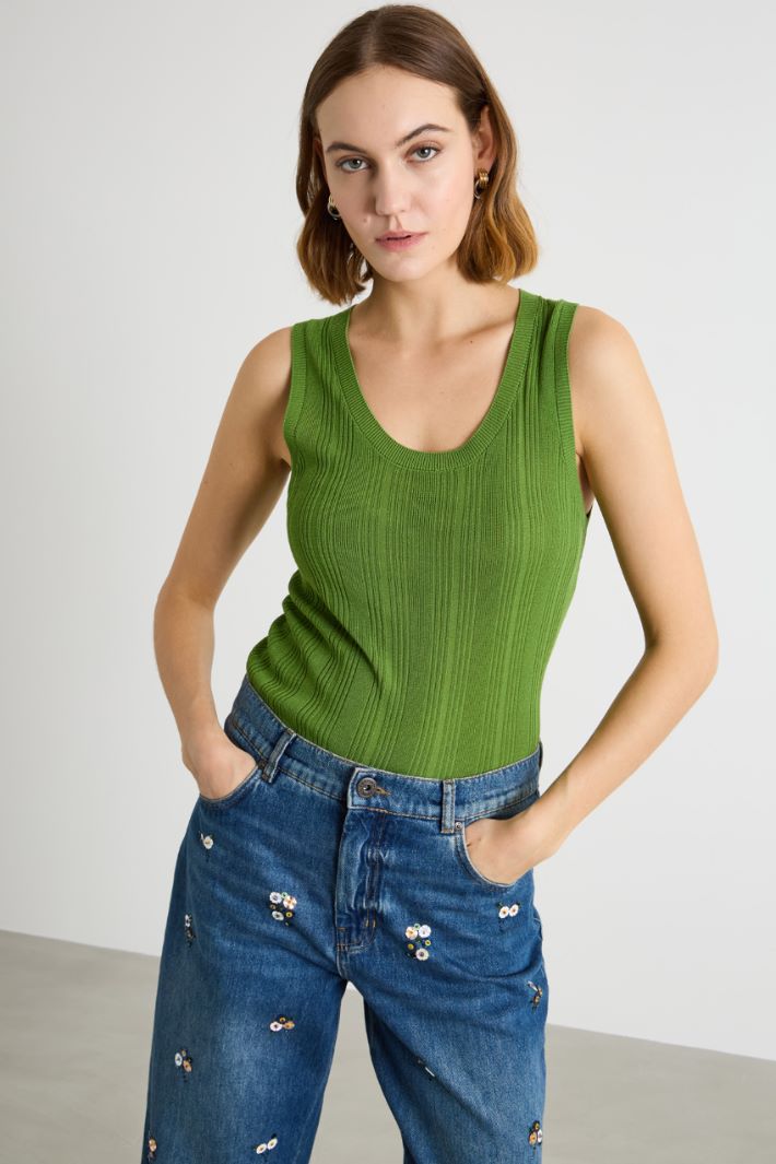 Ribbed viscose-blend vest top Intrend - 2