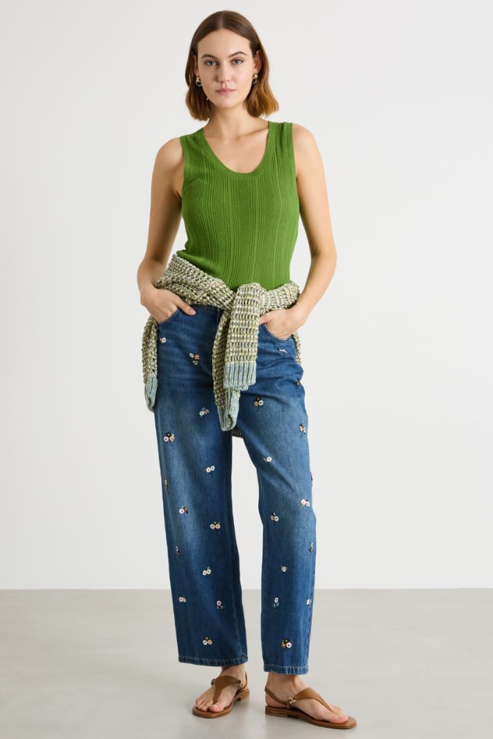 Ribbed viscose-blend vest top Intrend