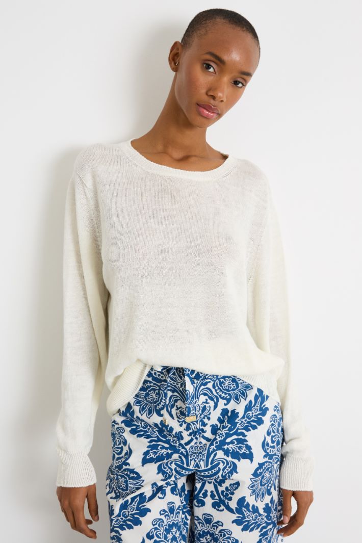 Crew-neck jumper in smooth-knit linen Intrend - 2