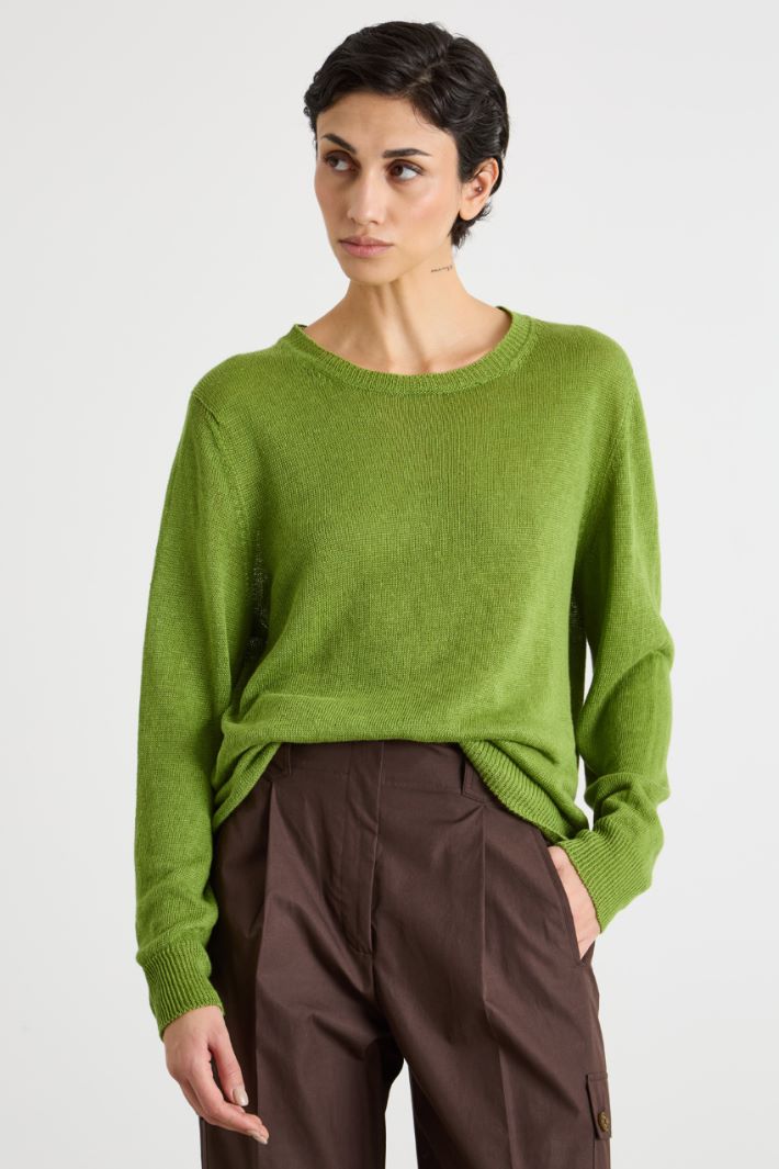 Crew-neck jumper in smooth-knit linen Intrend - 2