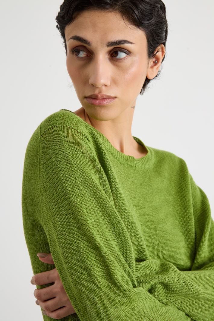 Crew-neck jumper in smooth-knit linen Intrend - 3