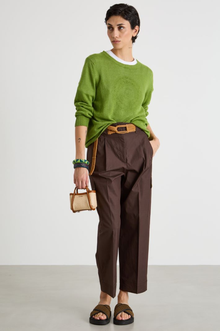 Crew-neck jumper in smooth-knit linen Intrend