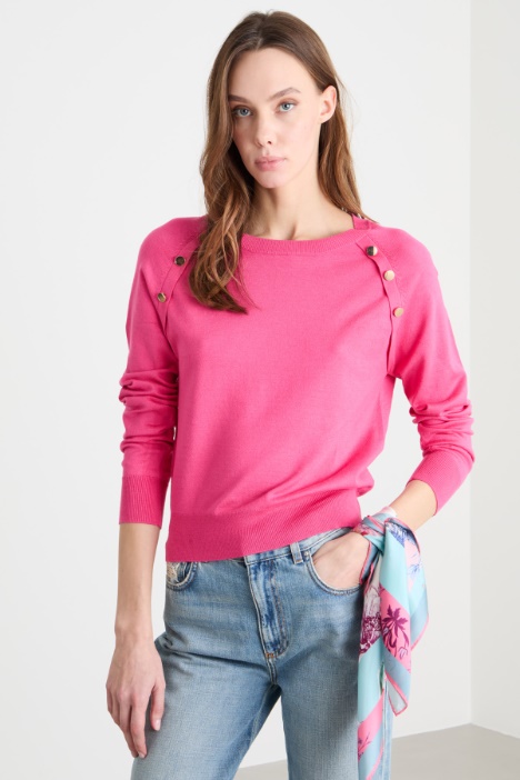 Slim-fit jumper with buttons Intrend