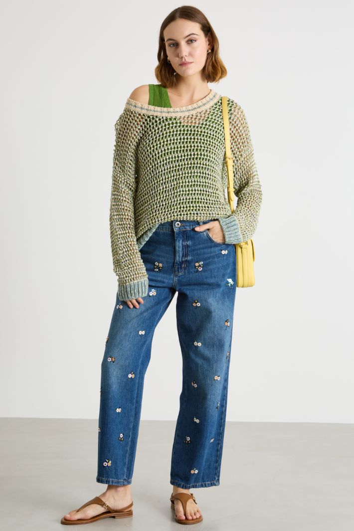 Sheer mesh-knit top Intrend