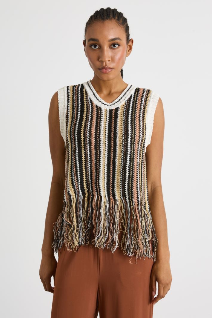 Top in maglia con frange Intrend - 2