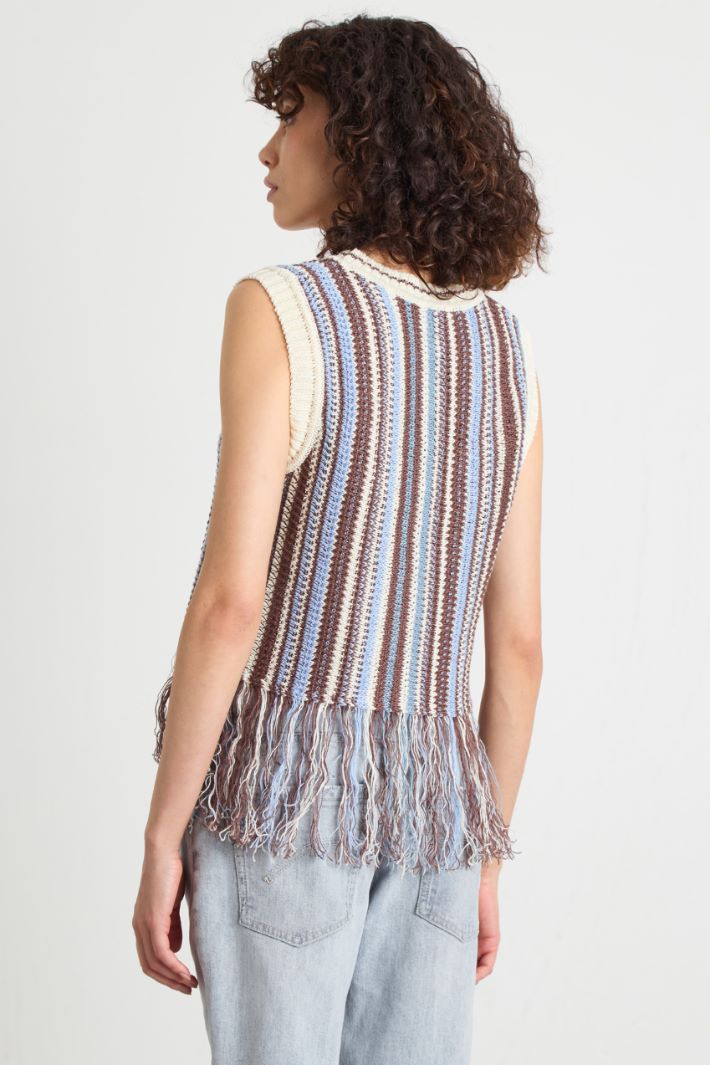 Top in maglia con frange Intrend - 4