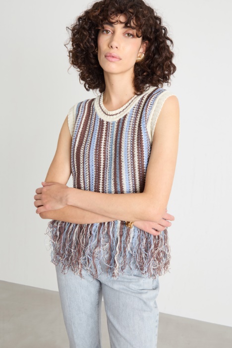Fringed knit top Intrend