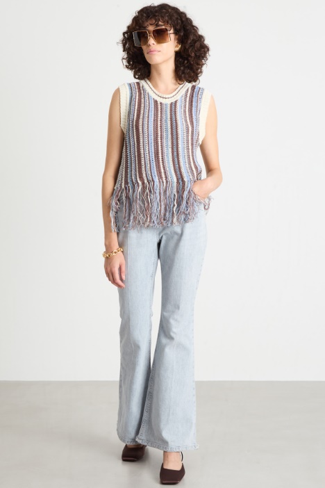 Top in maglia con frange Intrend