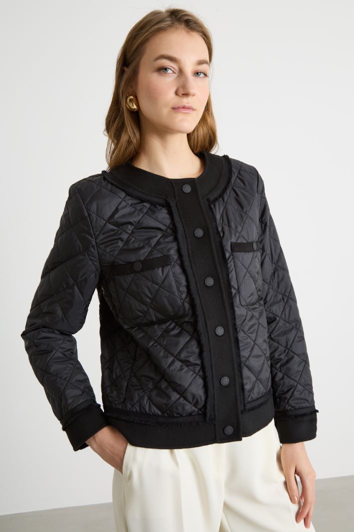 Quilted Jacket with Knit Panelling Intrend - 2