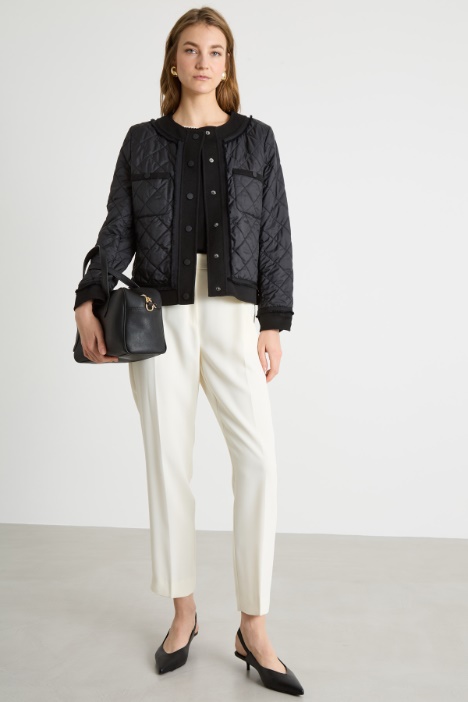 Quilted Jacket with Knit Panelling Intrend