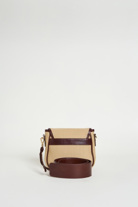 Bolso de hombro de lona y piel