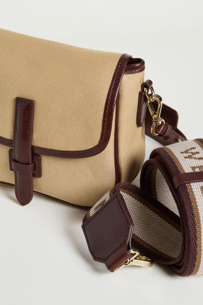 Leather-trimmed canvas shoulder bag Intrend - 4