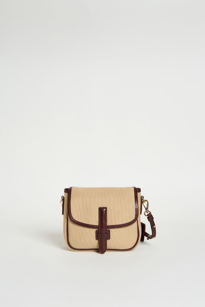 Leather-trimmed canvas shoulder bag Intrend