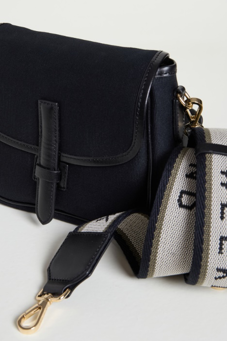 Bolso de hombro de lona y piel