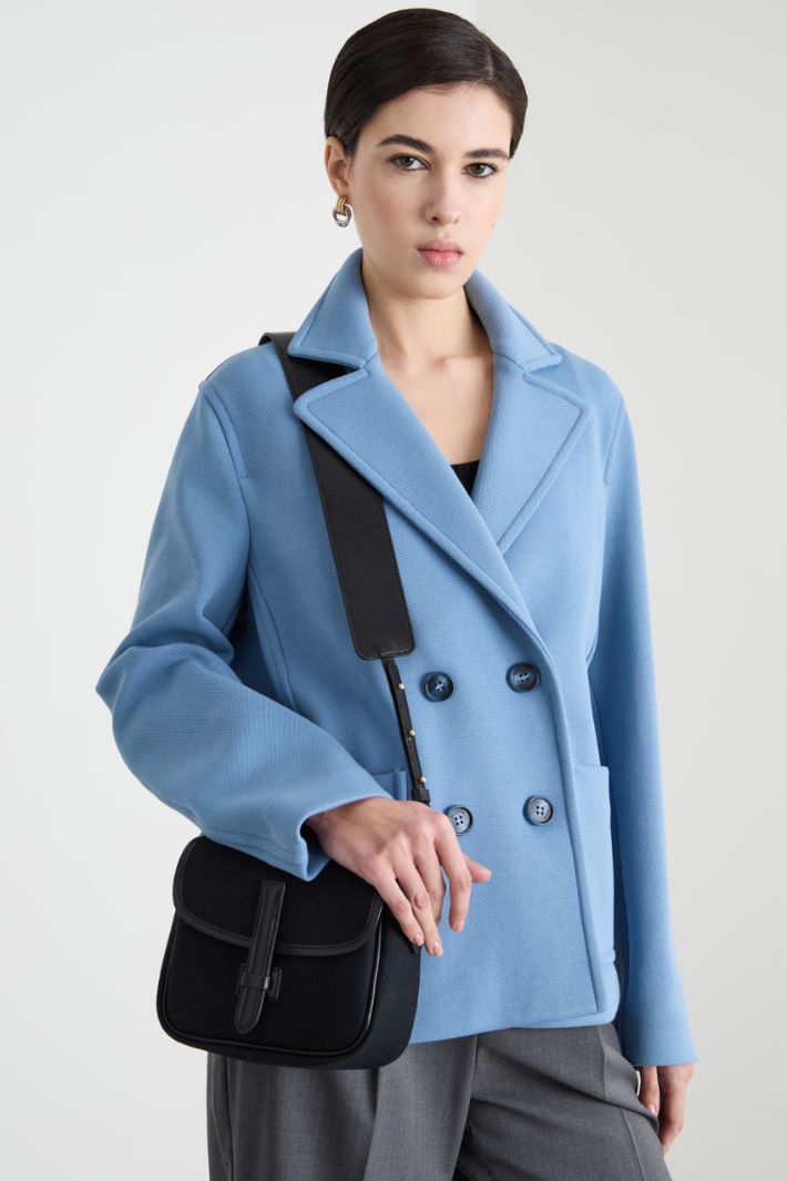 Leather-trimmed canvas shoulder bag Intrend - 5