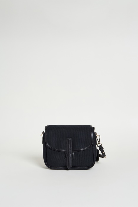 Leather-trimmed canvas shoulder bag Intrend