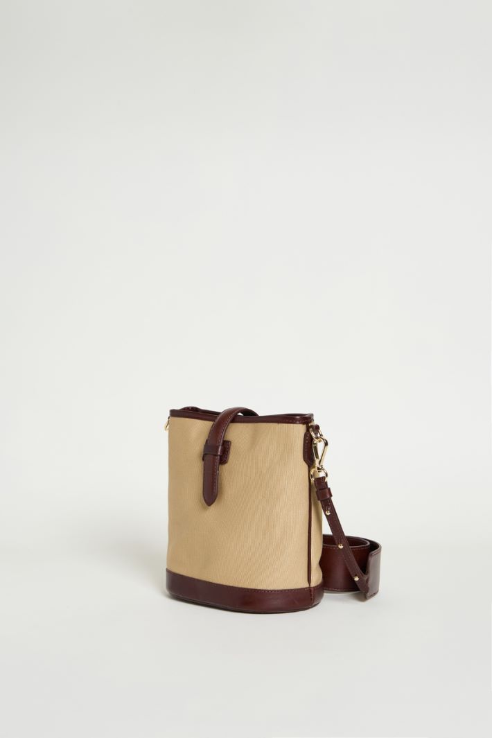 Mini canvas and leather bucket bag Intrend - 2