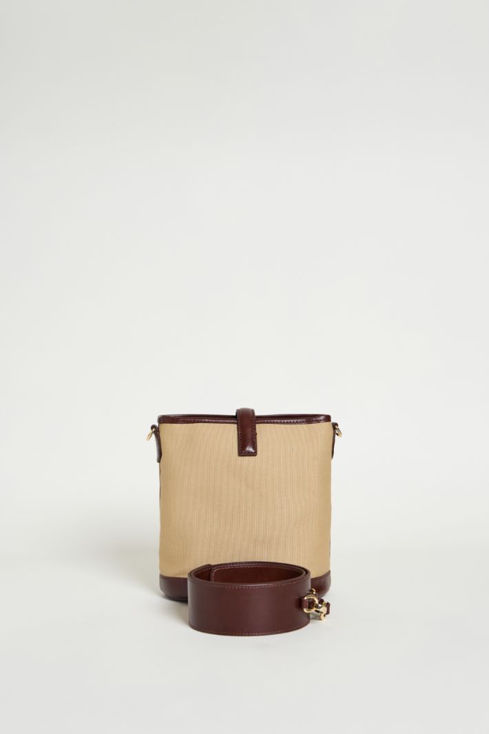 Mini canvas and leather bucket bag Intrend - 3