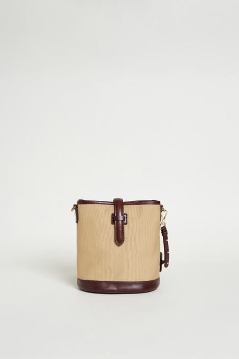 Mini canvas and leather bucket bag Intrend
