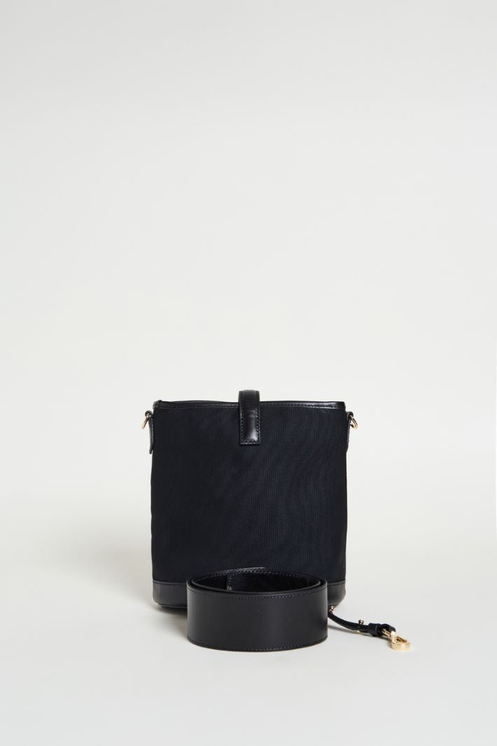 Mini canvas and leather bucket bag Intrend - 3