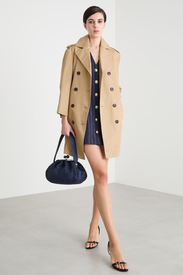 Raffia-effect fabric clutch bag Intrend - 5