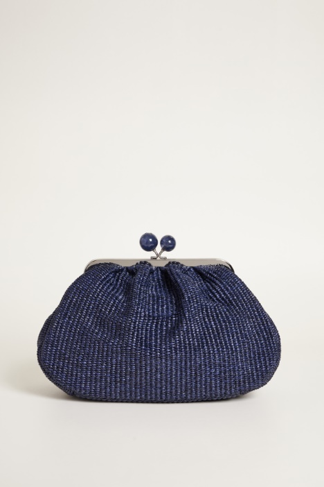 Raffia-effect fabric clutch bag Intrend