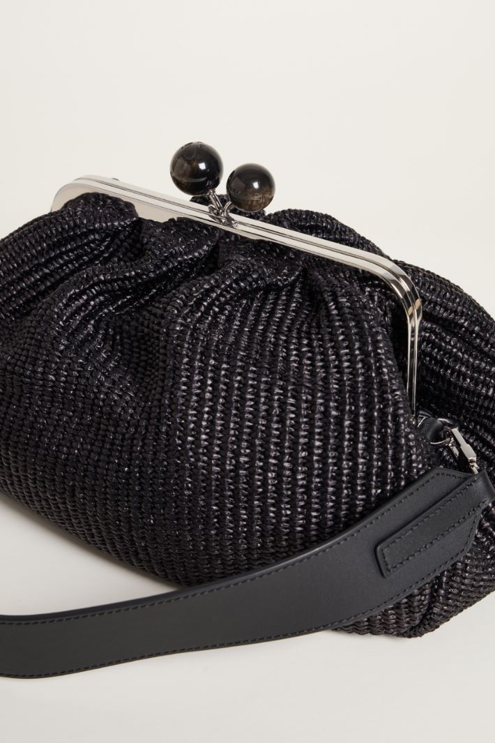 Raffia-effect fabric clutch bag Intrend - 4