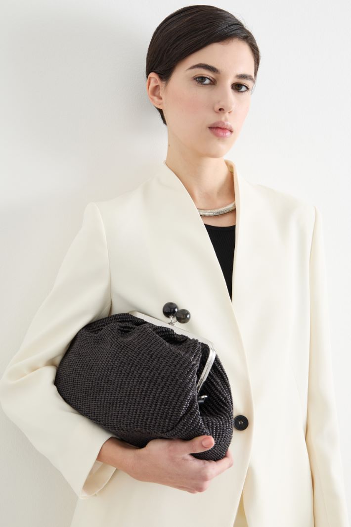 Raffia-effect fabric clutch bag Intrend - 5