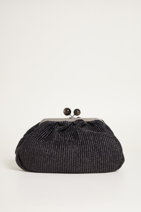 Raffia-effect fabric clutch bag Intrend