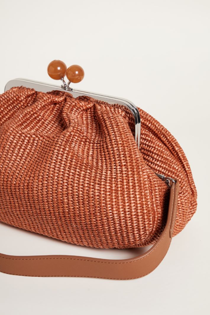 Raffia-effect fabric clutch bag Intrend - 4
