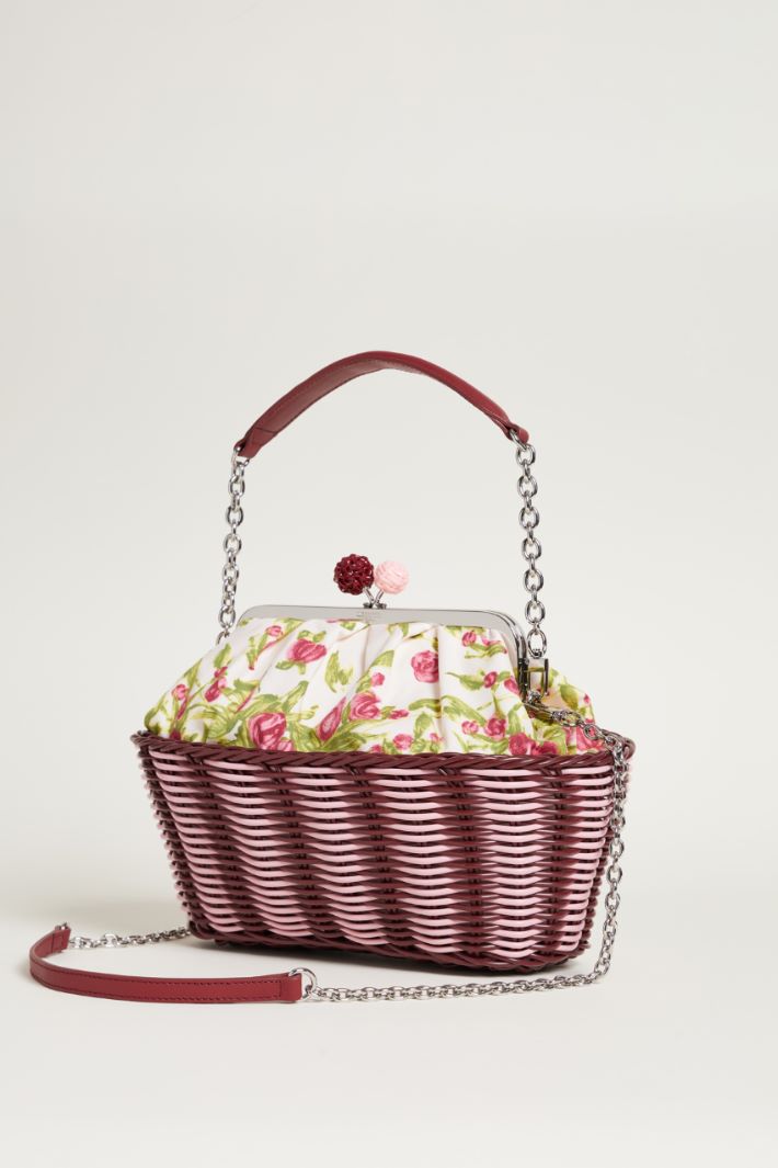 Printed canvas and rattan clutch Intrend - 2