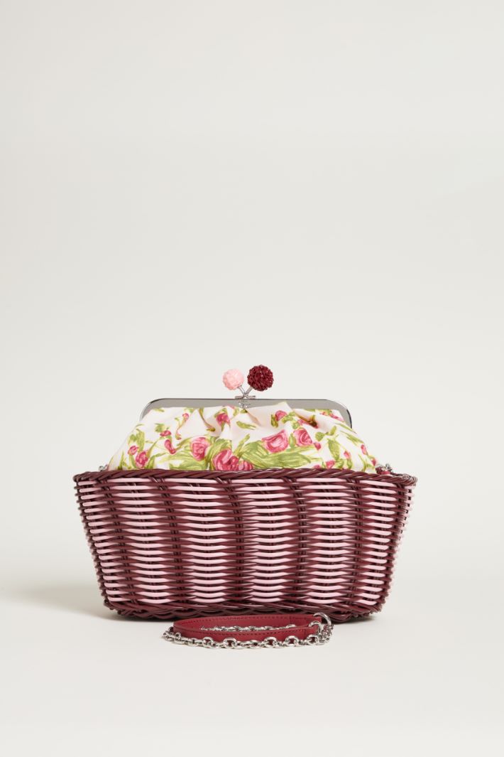 Printed canvas and rattan clutch Intrend - 3