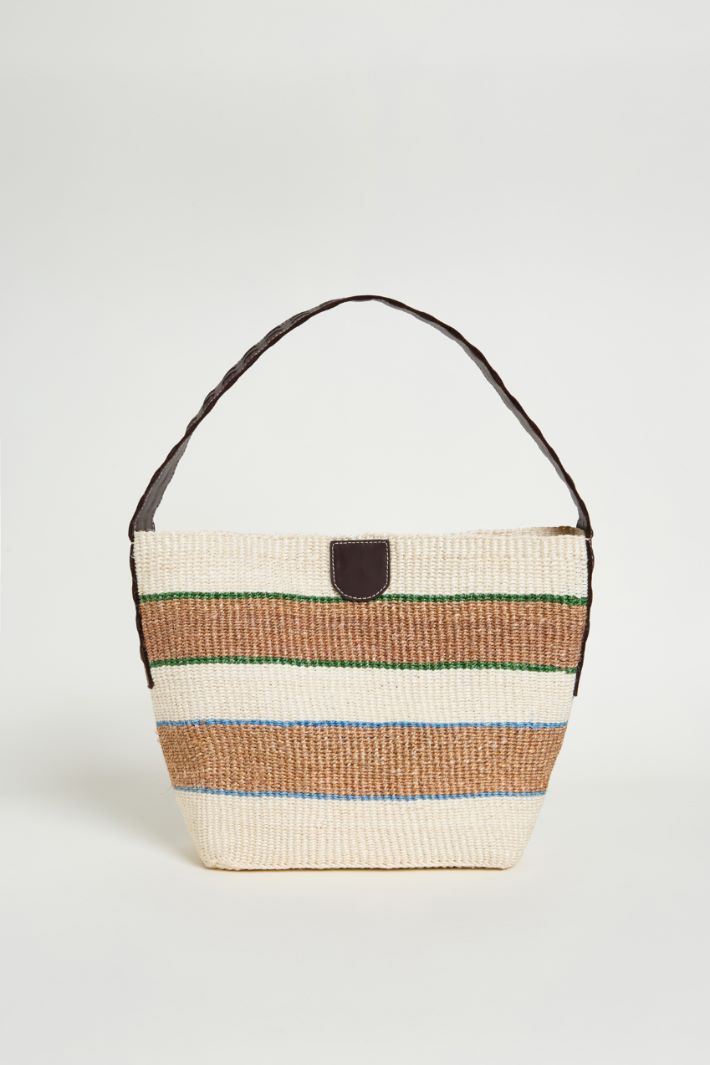 Bolso de cuerda natural y piel Intrend - 3