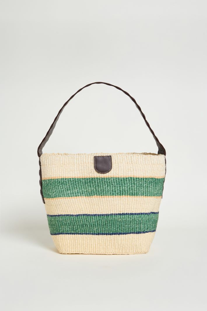 Bolso de cuerda natural y piel Intrend - 3