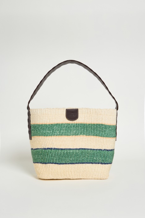 Natural rope and leather bucket bag Intrend