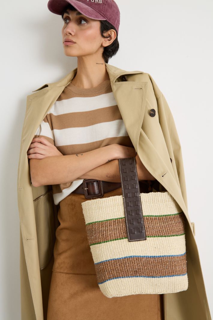 Small natural rope bucket bag Intrend - 5