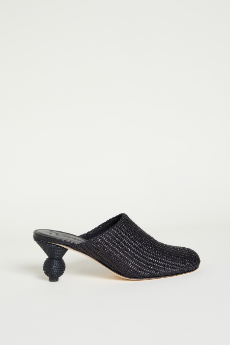 Raffia-effect spherical-heel mules Intrend