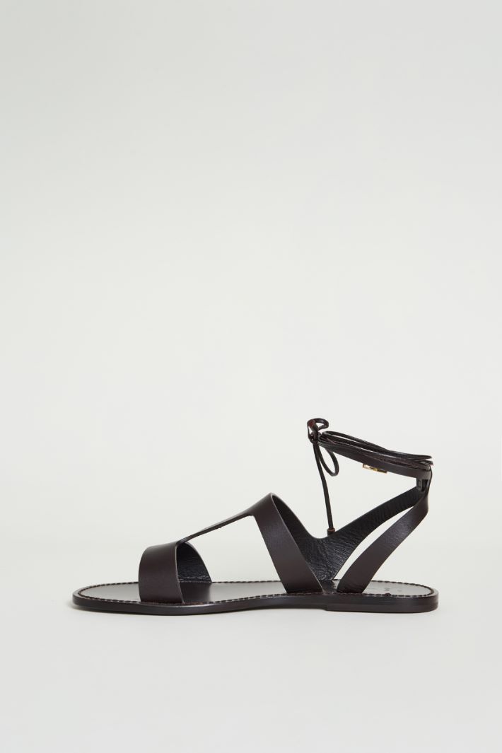 Lace-up leather flat sandals Intrend - 3