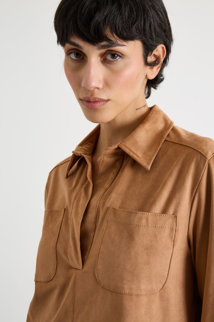 Topstitched short shirt dress Intrend - 3