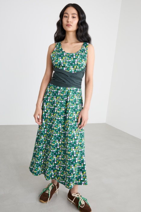 Abito midi con fascia in jersey stampato