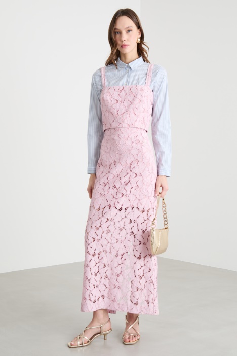 Jersey and Rebrodé Lace Top and Skirt Set Intrend