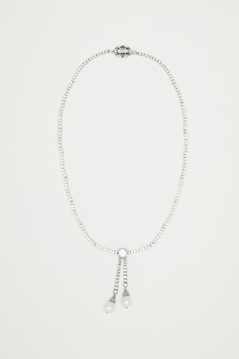 Rhinestone necklace with pearl drops Intrend