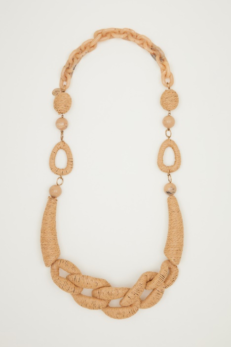 Straw and resin necklace Intrend